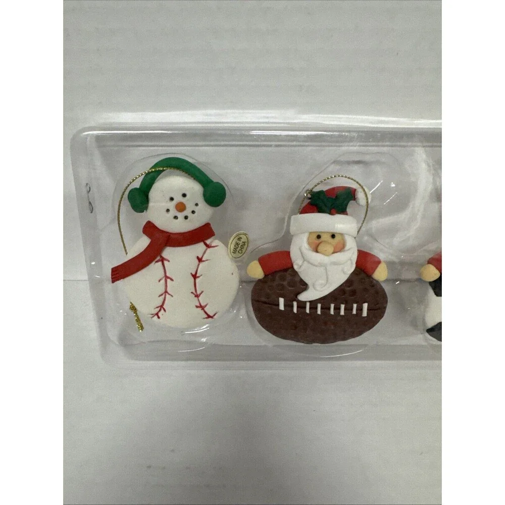 Lot Of 4 Sports Christmas Tree‎ Ornaments Basketball Football Baseball Soccer